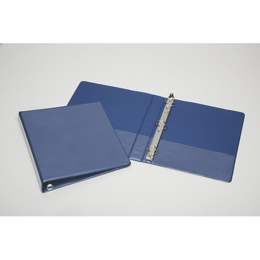 BINDER, SLANT D RING, CLEAR OVERLAY, POCKETS, BLUE, 2 1/2 CAPACITY, LETTER SIZE