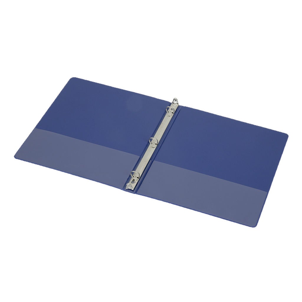 3RING BINDER WITH CLEAR OVERLAY 1/2 INCH BLUE