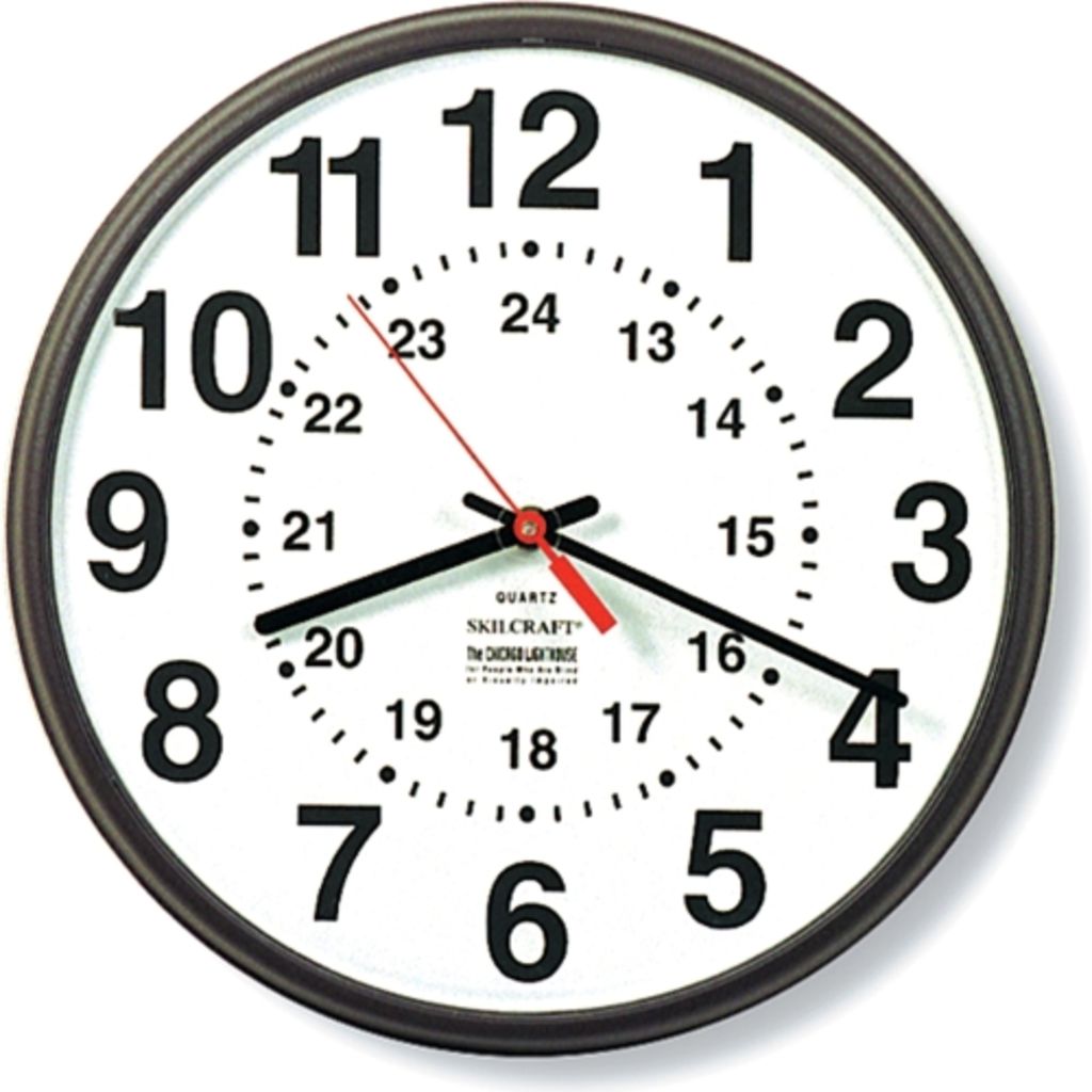 12/24 HOUR WALL CLOCK BRONZE, WHITE FACE, 12 IN DIAMETER