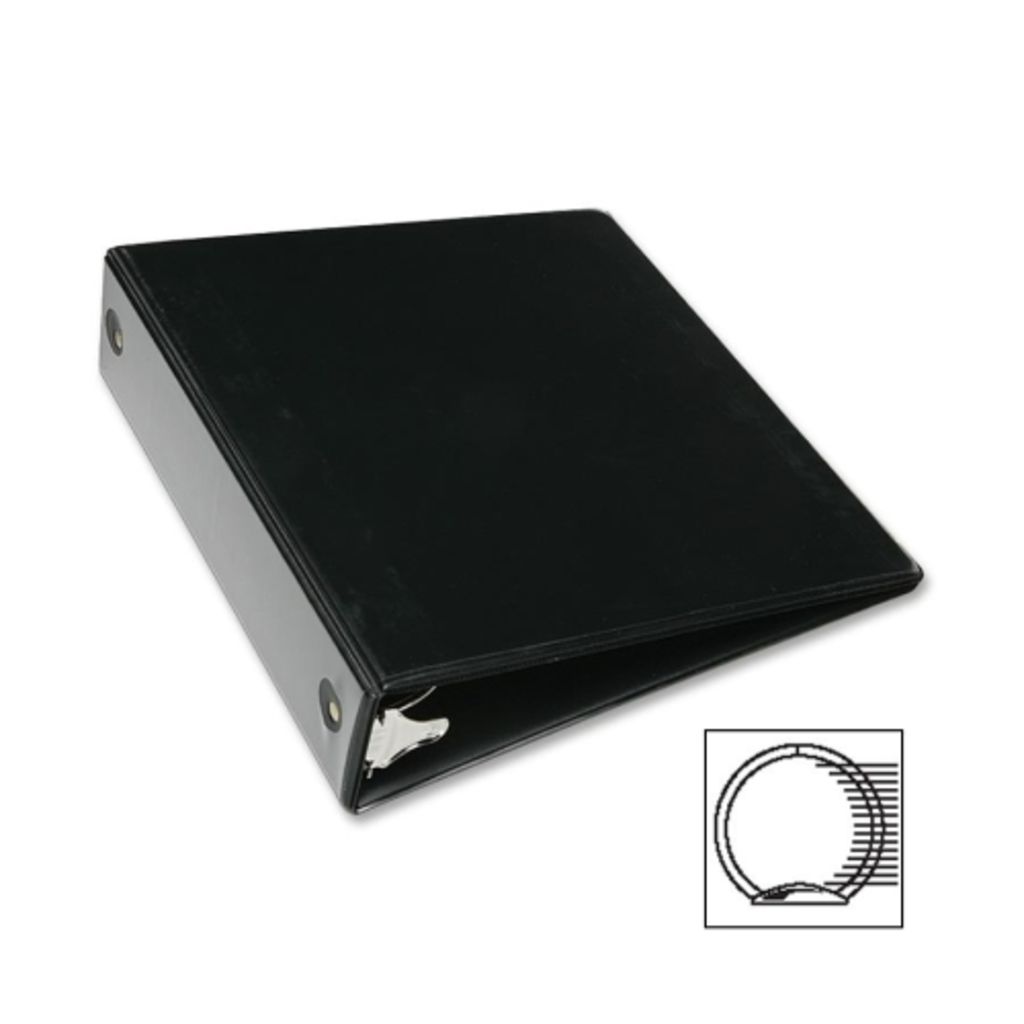 ROUND RING VIEW BINDER WITH INTERIOR POCKETS, BLACK, CAPACITY 2 IN