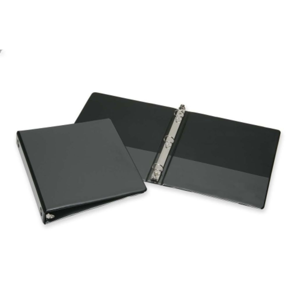 ROUND RING VIEW BINDER WITH INTERIOR POCKETS, BLACK, CAPACITY 1 IN