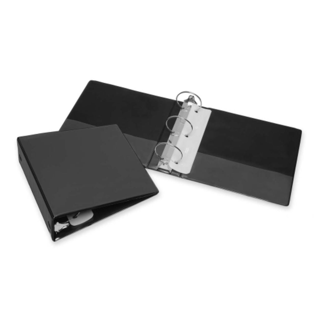 ROUND RING VIEW BINDER WITH INTERIOR POCKETS, BLACK, CAPACITY 3 IN