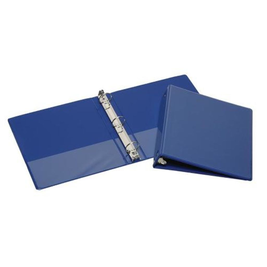 ROUND RING VIEW BINDER WITH INTERIOR POCKETS, BLUE, CAPACITY 1 1/2 IN