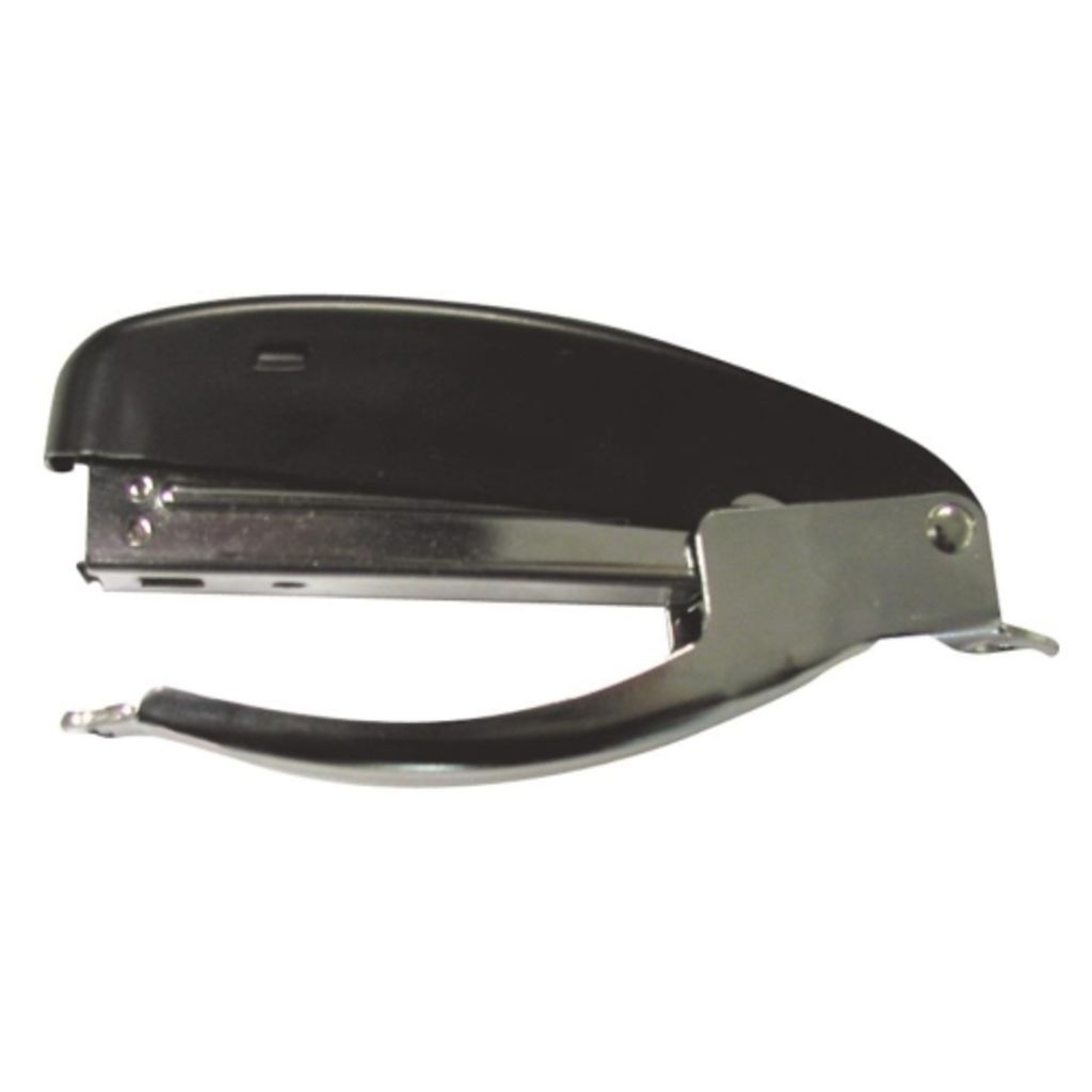 STAPLER HANDHELD, HALF STRIP, SMALL SIZE, SILVER/BLACK