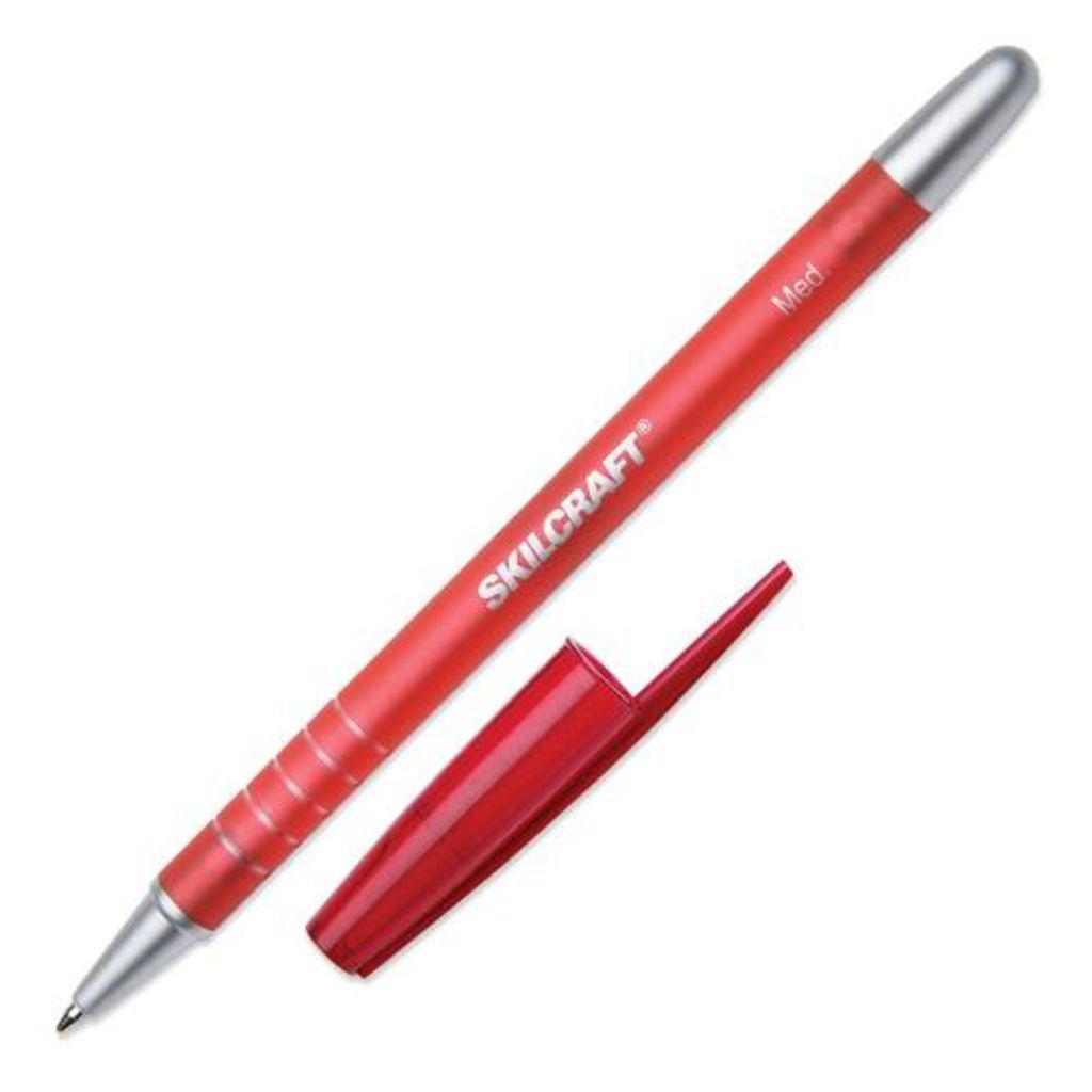 BALLPOINT PEN, REFILLABLE, MEDIUM POINT, 12/BOX, RED INK