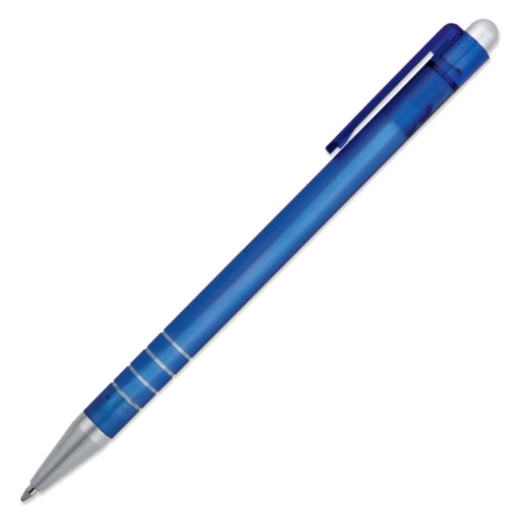 RUBBERIZED RETRACTABLE PEN NONREFILLABLE, BLUE, MEDIUM POINT