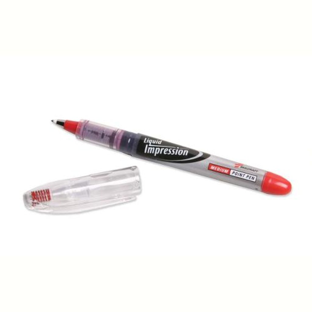 LIQUID IMPRESSION MARKER MEDIUM POINT, RED INK, 12 PACK