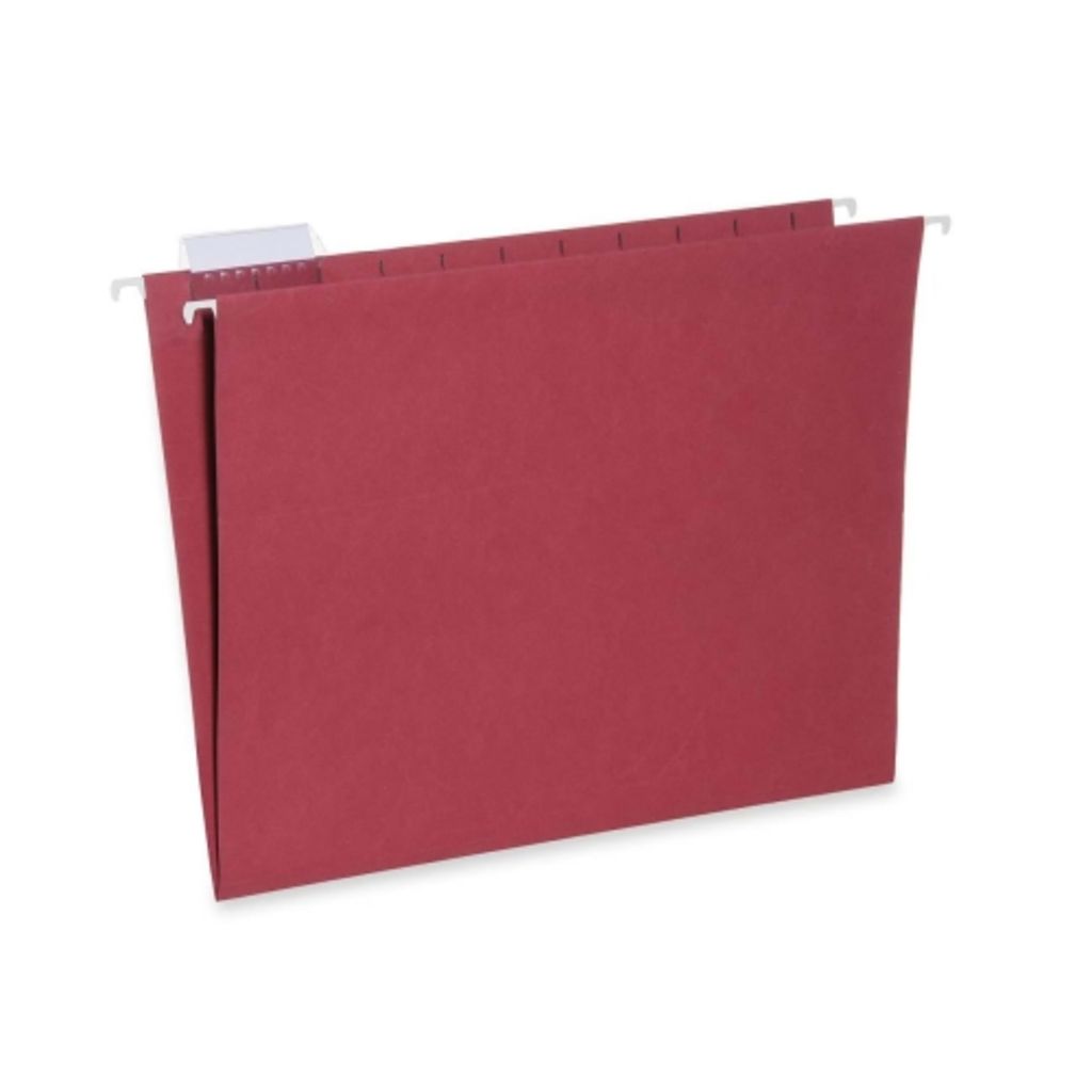 HANGING FILE FOLDER RED, LETTER, 1/5 TABS, RECYCLED