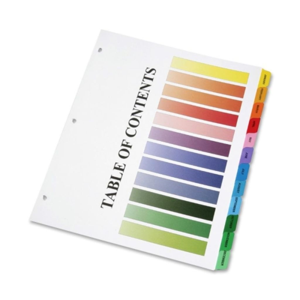 ONESTEP MULTIPLE INDEX SHEETS JANUARY TO DECEMBER, ASSORTED COLORS