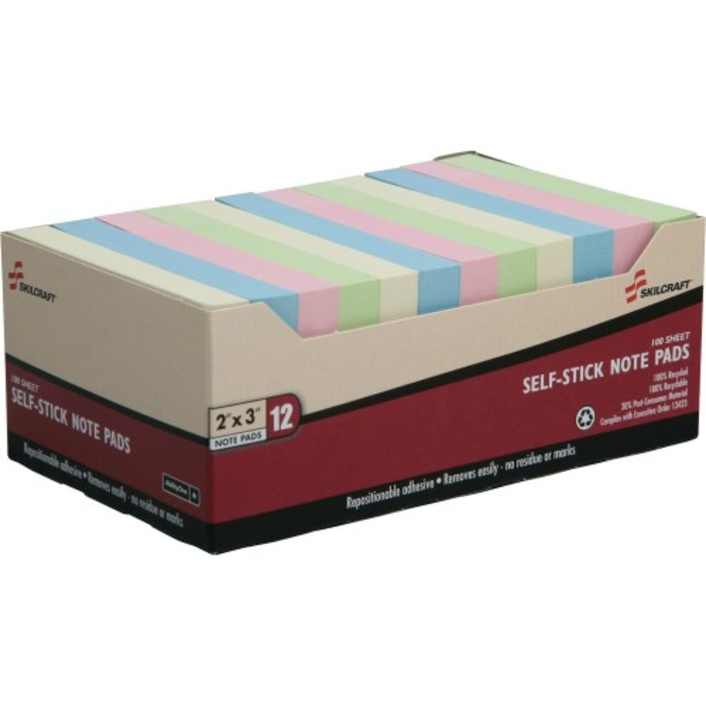 SELFSTICK NOTE PAD SET 12 PACK ASSORTED COLORS,2 X 3 IN, PLAIN