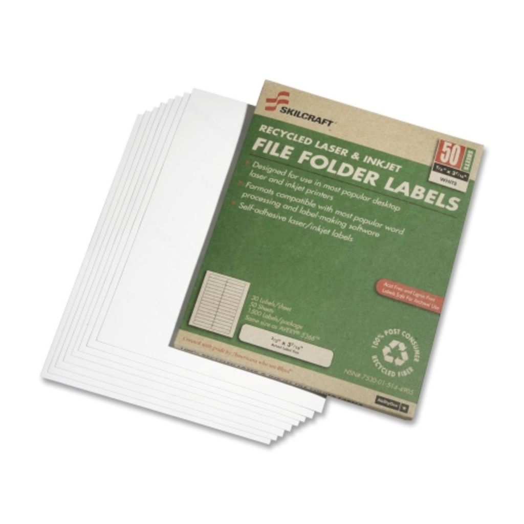 FILE FOLDER LABEL LASER/INKJET, 2/3 X 3 7/16, WHITE