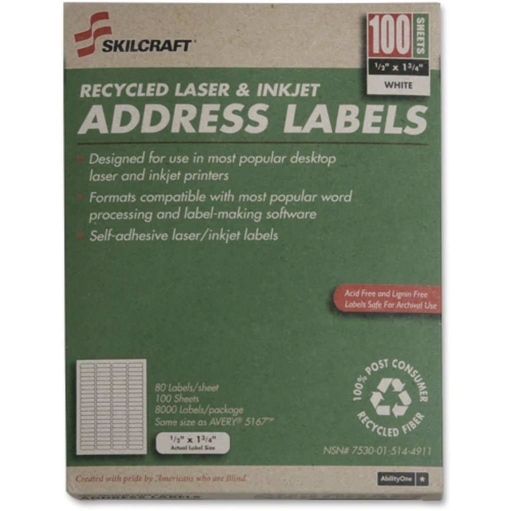 ADDRESS LABEL WHITE 1/2 X 1 3/4 8000 LABELS