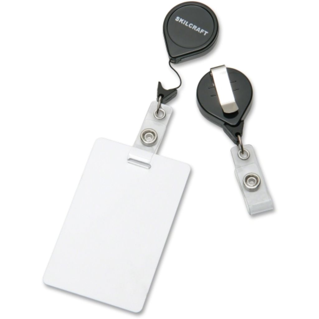 Antitwist heavyduty ID card reel easily attaches to clothing for instant ID card access. A metal clip secures the badge. Black 36