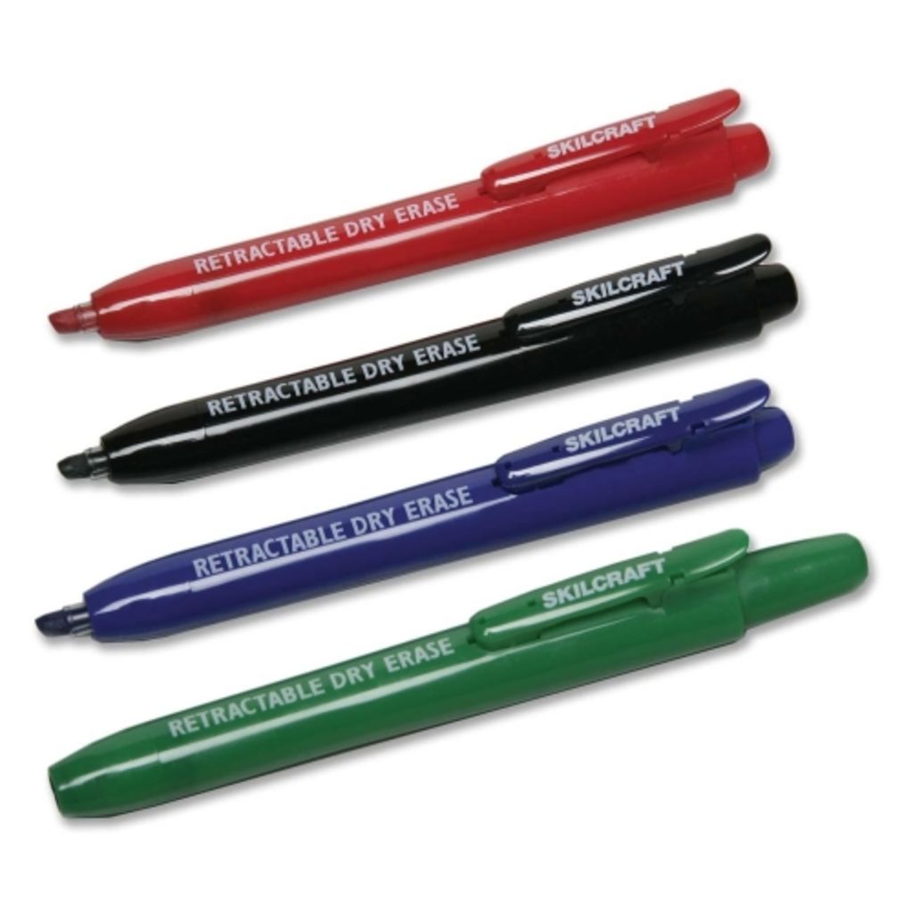 RETRACTABLE DRY ERASE MARKERS WITH AN EA