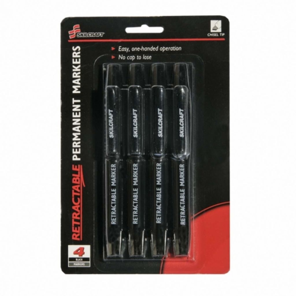 RETRACTABLE MARKER 4 PK BLACK