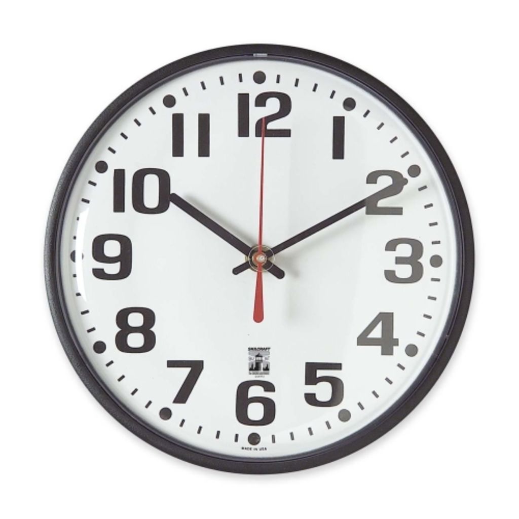 SELFSET WALL CLOCKS BLACK, 8 IN WHITE FACE ,9 1/4 IN DIAMETER, SLIMLINE