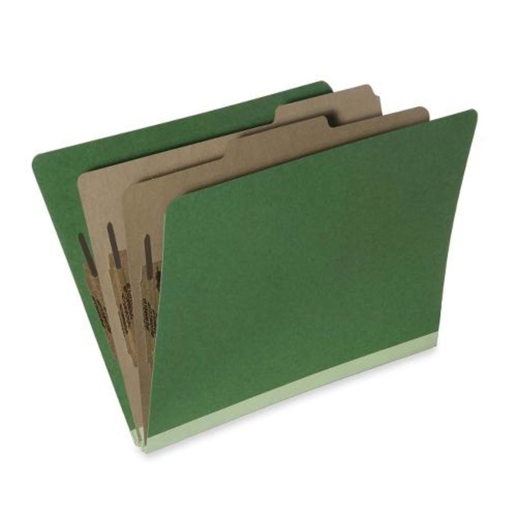 PRESSBOARD CLASSIFICATION FOLDER DARK GREEN, LETTER,2 DIVIDER, 6 PART