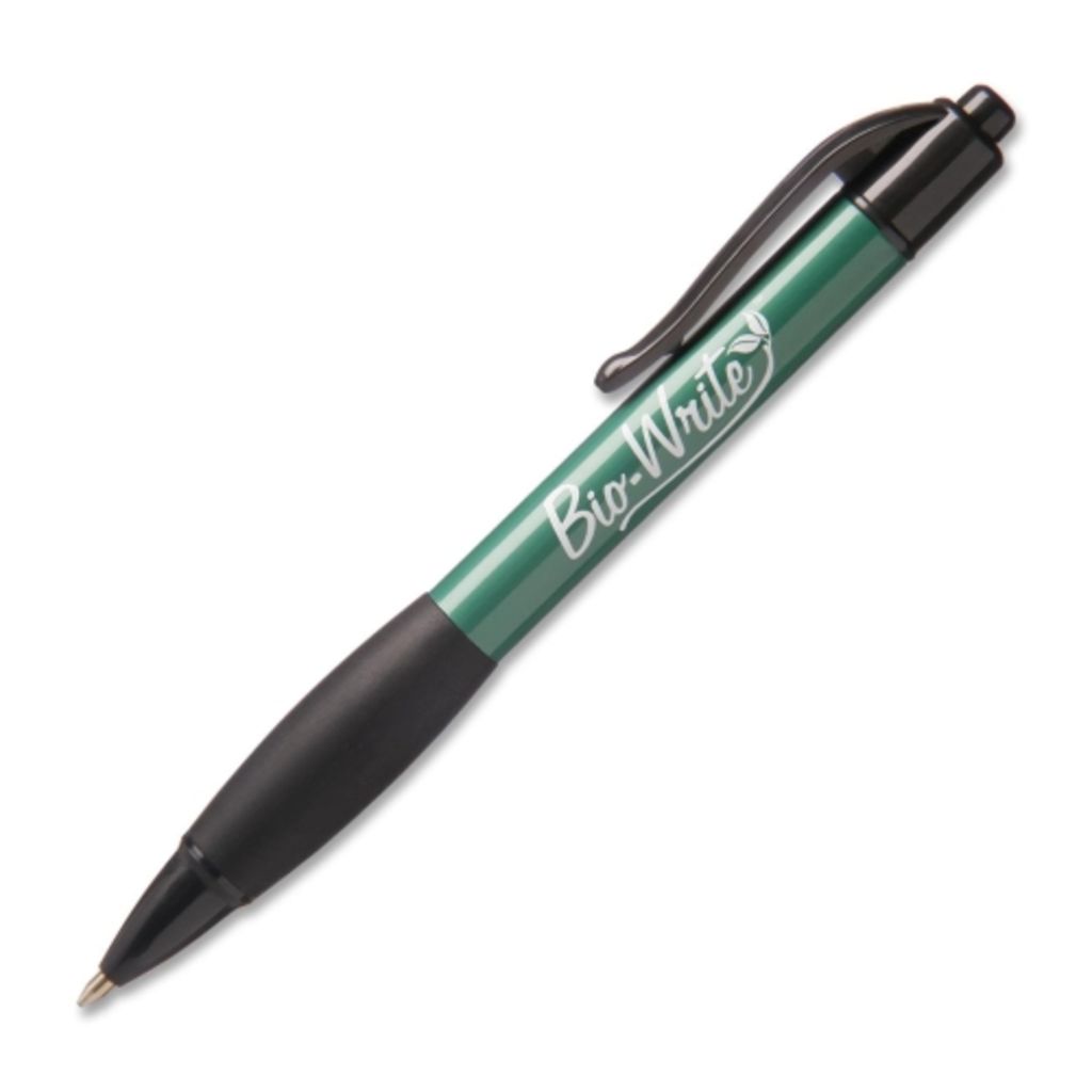 PEN,RETRACTABLE,BIODEGRADABLE,RUBBER GRIP, BLACK, MEDIUM POINT