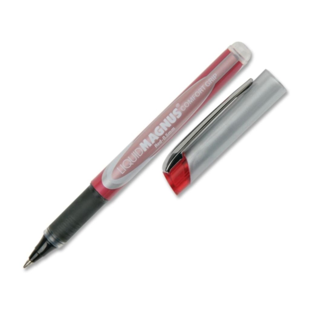 PEN, FREE INK ROLLER BALL, RUBBER GRIP, 0.5 MM, RED 4/PG