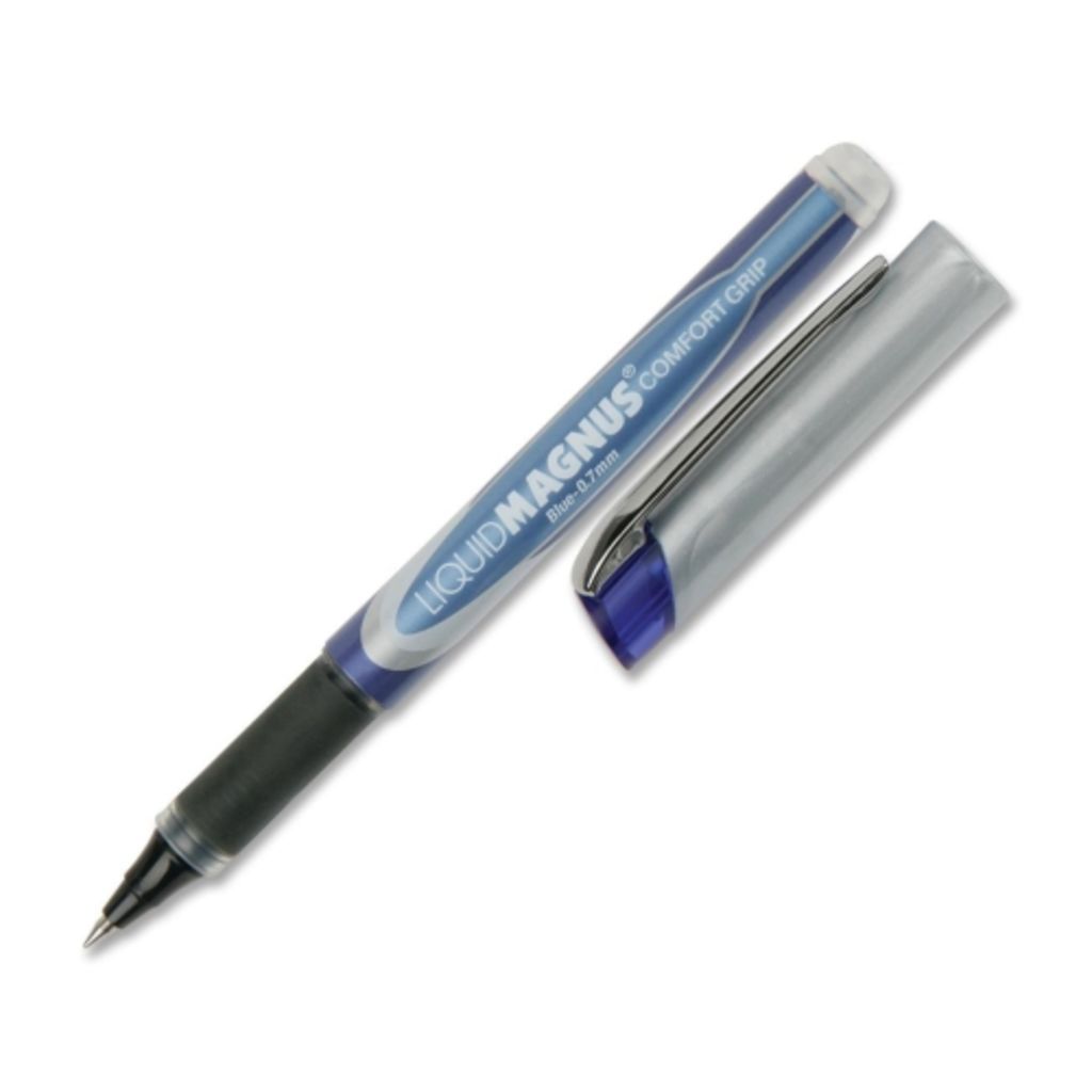 PEN, FREE INK ROLLER BALL, RUBBER GRIP BLUE 0.7 MM 4/PG