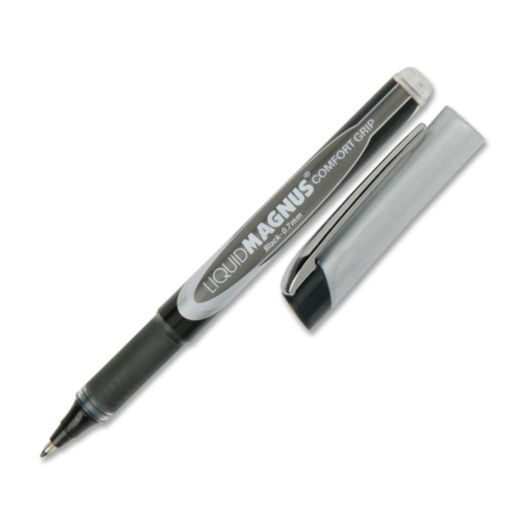 PEN, FREE INK ROLLER BALL, RUBBER GRIP BLACK 0.7 MM 4/PG