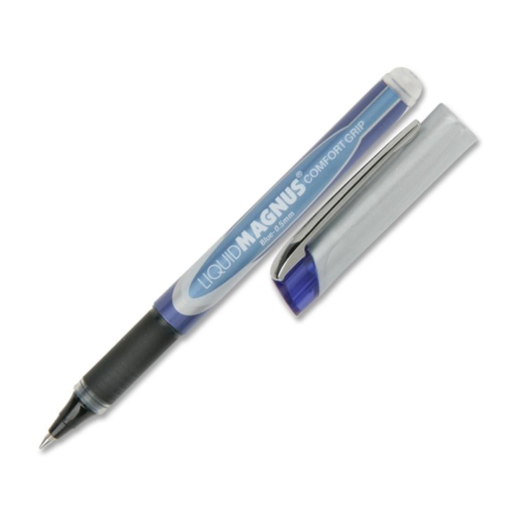 PEN, FREE INK ROLLER BALL, RUBBER GRIP BLUE 0.5 MM 4/PG