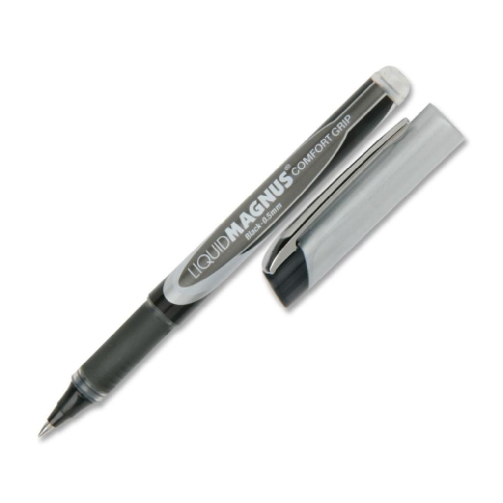 PEN, FREE INK ROLLER BALL, RUBBER GRIP BLACK 0.5 MM 4/PG