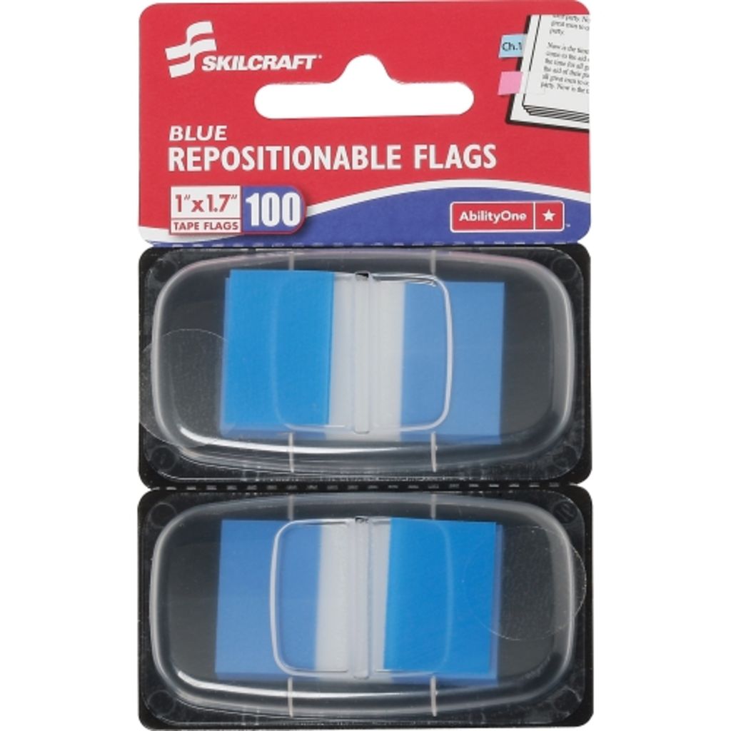 SELFSTICK FLAG, 1X1.75, BLUE, 2 DISPENSERS, 50 PER DISPENSER