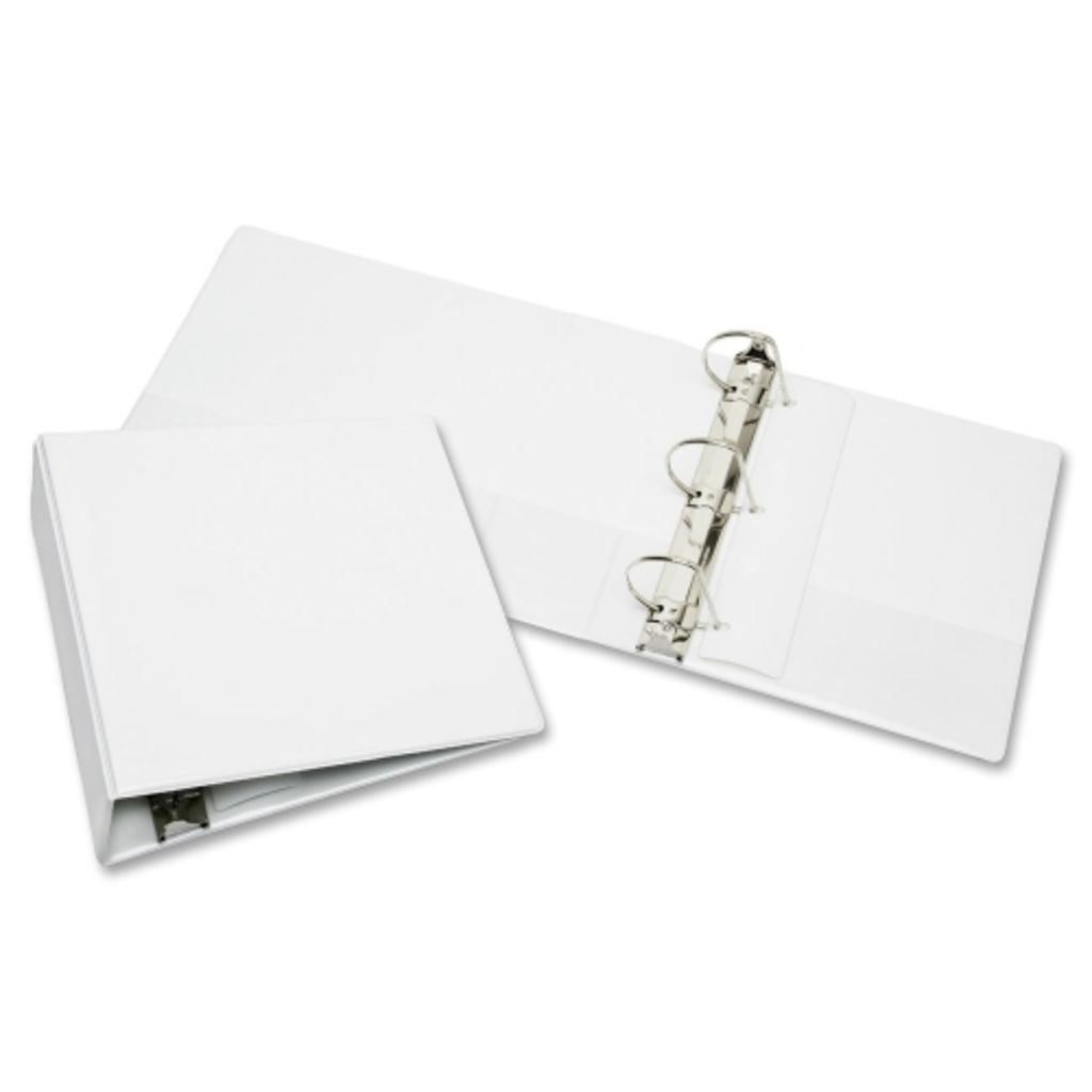 BINDER, LOOSELEAF, SLANT 3 DRING WITH OVERLAY, WHITE, 4