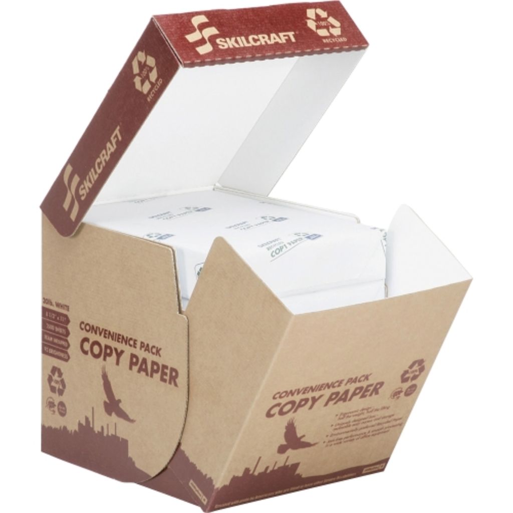 COPY PAPER, 8.5 X 11, 100% RECYCLED, REAM WRAPPED 2500 SHEET CONVENIENCE PACK
