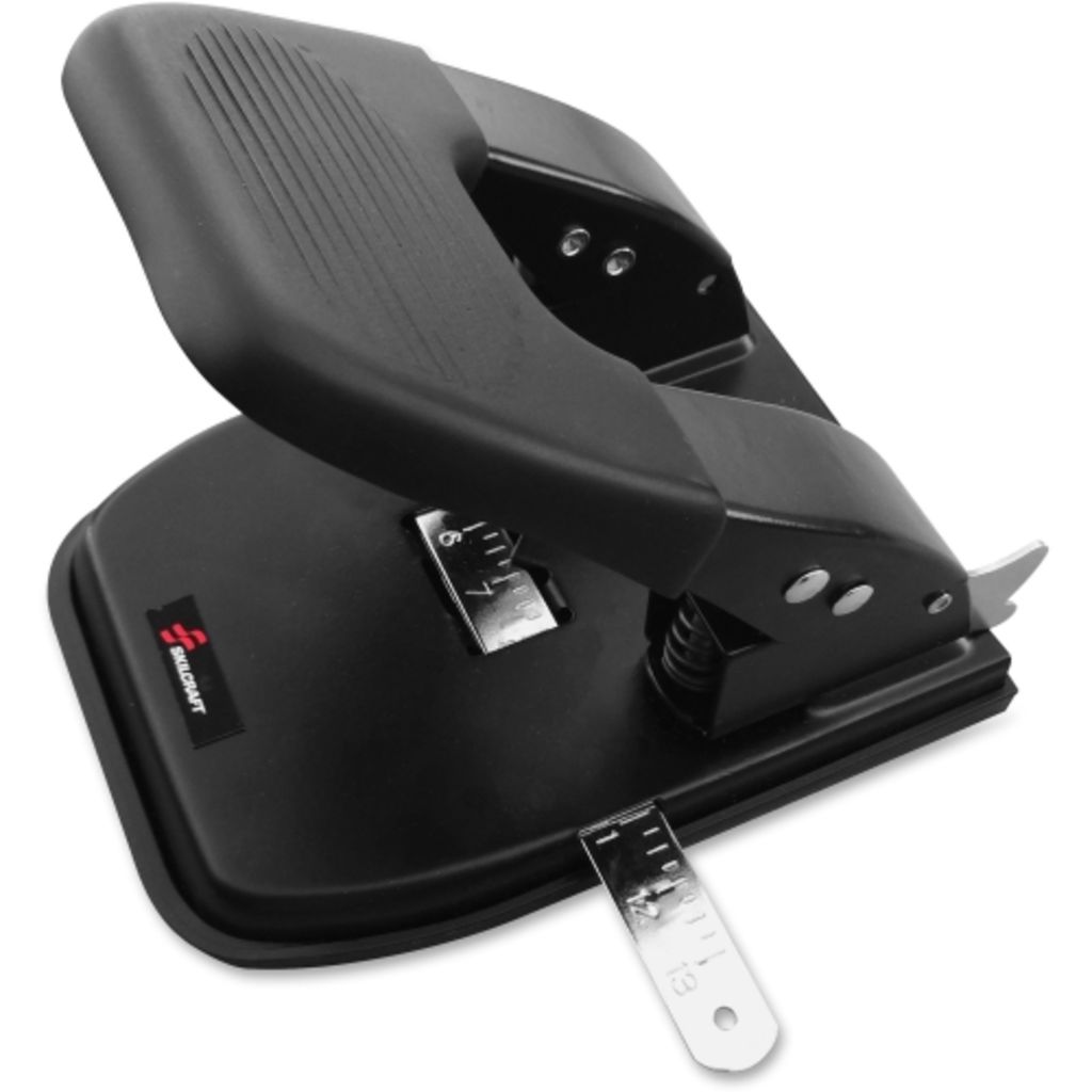 HOLE PUNCH, PAPER, HIGHCAPACITY, 2HOLE, ADJUSTABLE, 30 SHEET CAPACITY, BLACK BASE, BLACK GRIP