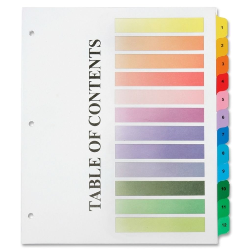 TABS, MULTICOLOR, NUMERICAL, 112