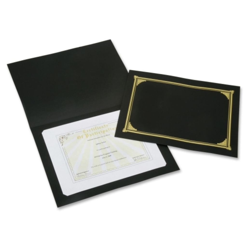 COVER, CERTIFICATEDOCUMENT, GOLD FOIL STAMPED, BLACK