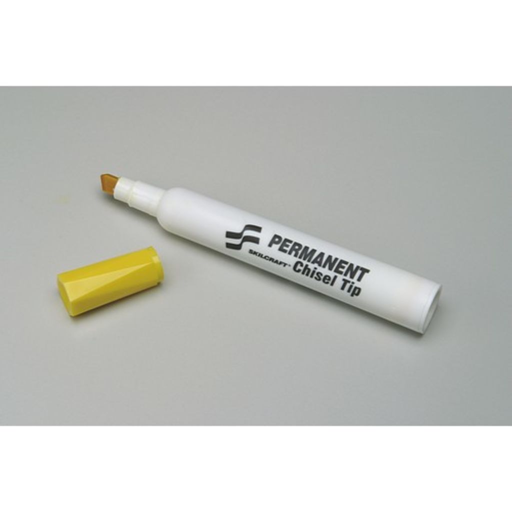 PERMANENT MARKER, TUBE TYPE, CHISEL TIP, YELLOW
