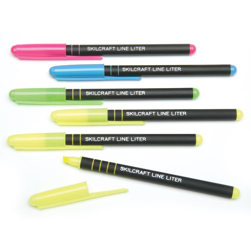 LINE LITER HIGHLIGHTER CHISEL TIP, 6 PACK (3 YELLOW, 1 PINK, 1 BLUE & 1 GREEN)