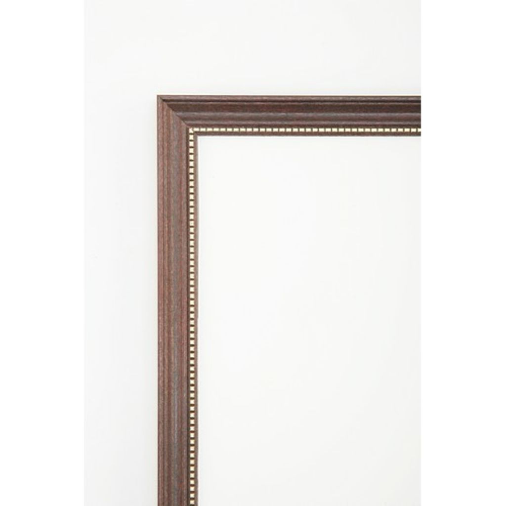 Hardwood finished frames with gold beaded molding measuring 3/4 wide. Mahogany 11 x 14