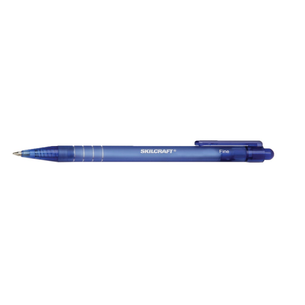 RUBBERIZED RETRACTABLE PEN NONREFILLABLE, BLUE, FINE POINT