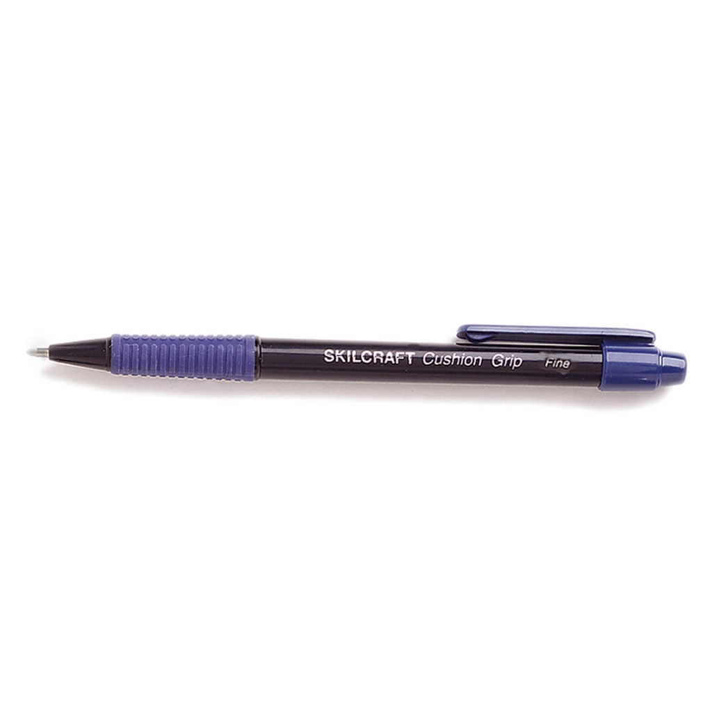 CUSHION GRIP RETRACTABLE BALLPOINT PEN, BLUE, FINE POINT