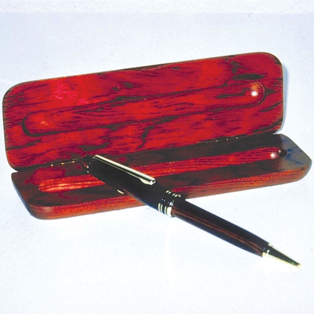 ILLUSION WOODEN PEN & DISPLAY CASE, ROSEWOOD FINISH, BLACK INK, MED.POINT