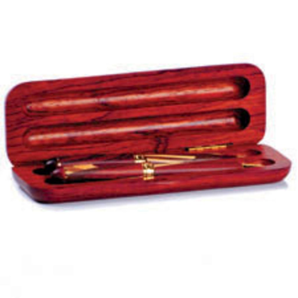 INPURIA TRIWOOD PEN & PENCIL SET TRICOLOR BARREL, BLACK INK, 0.5MM, MED.PT.