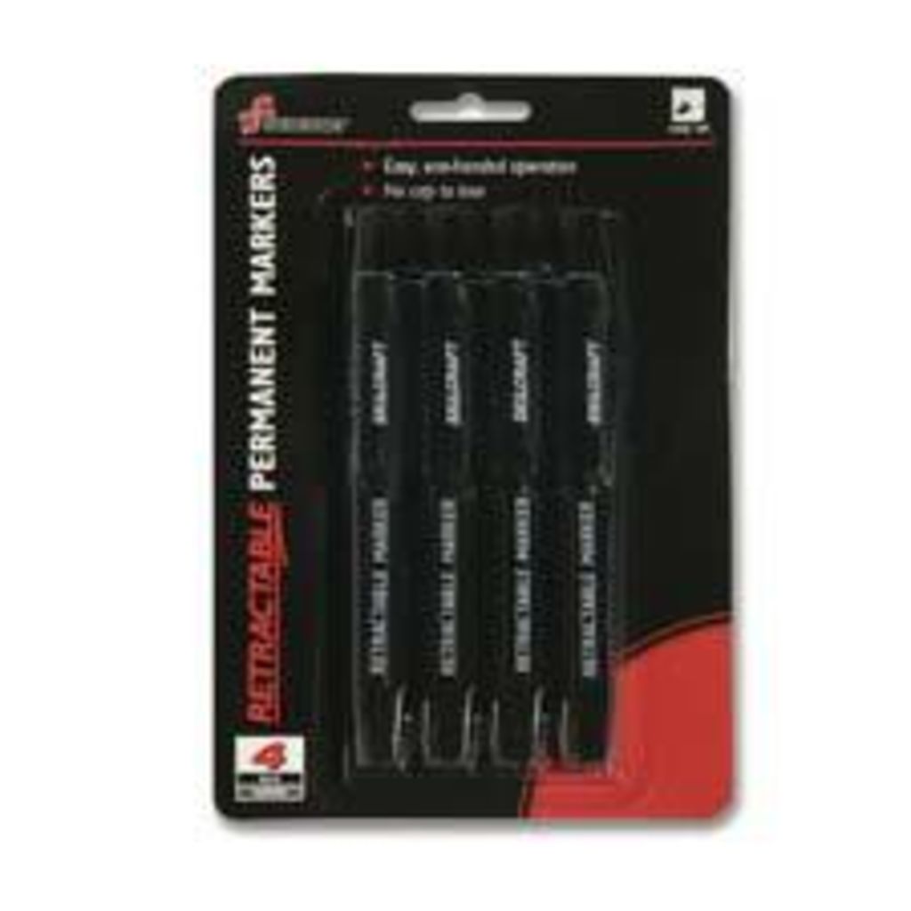 MARKER, PERMANENT, FINE POINT, BLACK 4 PACK