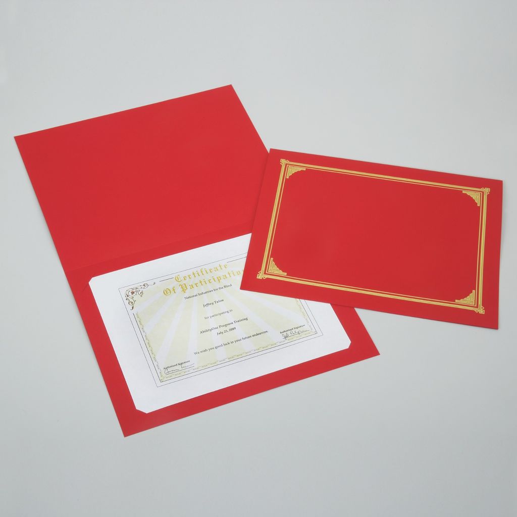 COVER, CERTIFICATE RED, MATERIAL: 80 PO