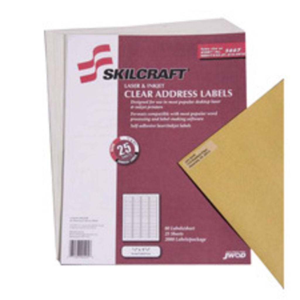 LASER & INKJET ADDRESS LABEL, CLEAR, 3 1/3 X 4 1/8 IN