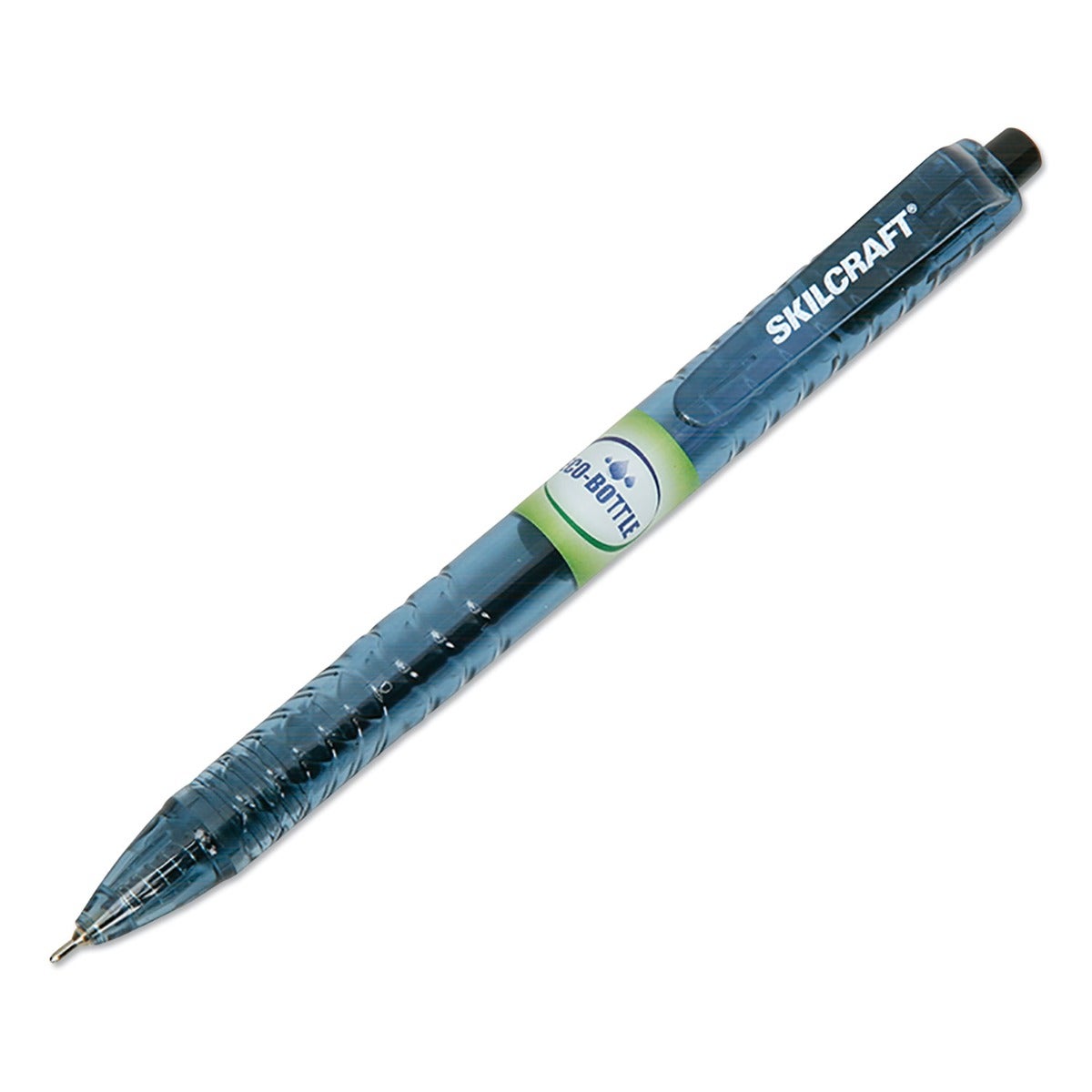 Pen Ballpoint Retractable Recycled Water Bottle Blk Fine Pt