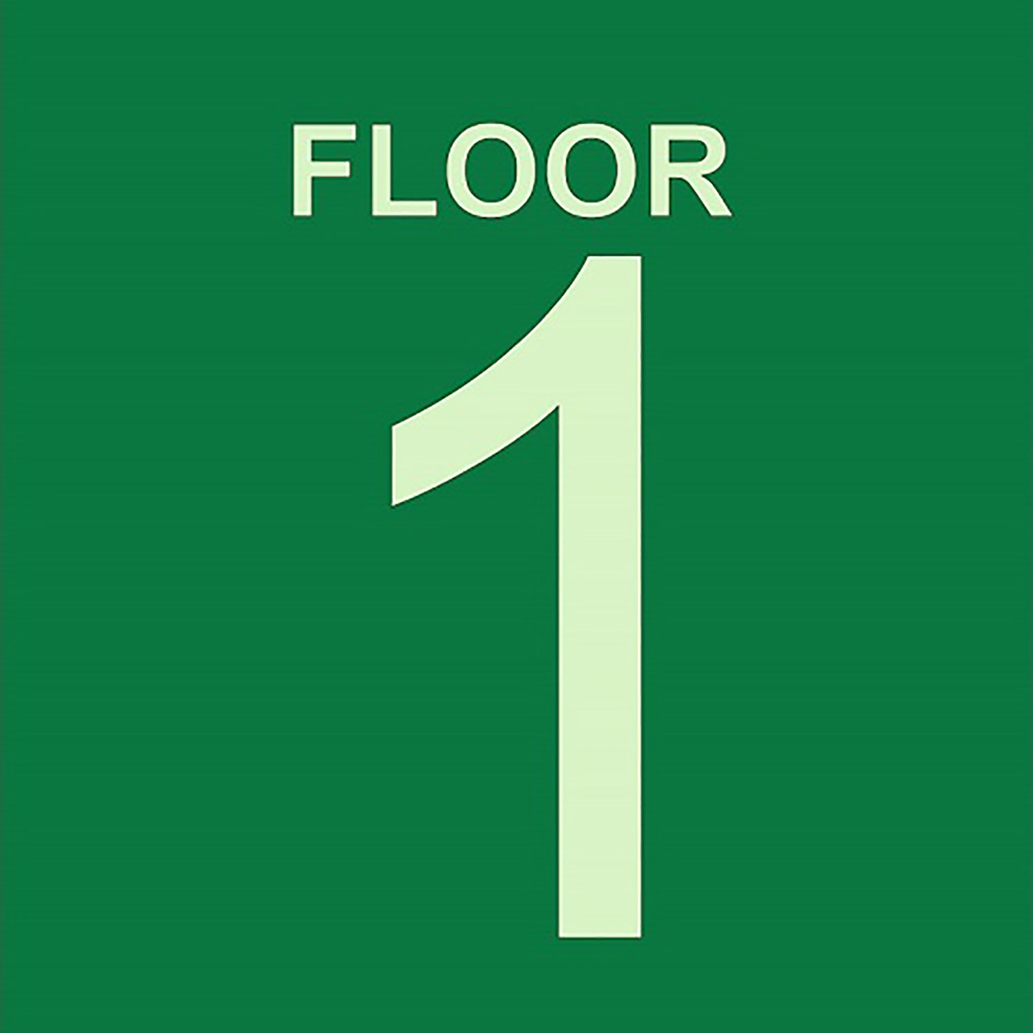 Photoluminescent Floor 1 Sign 8 x 8 Green Floor 1