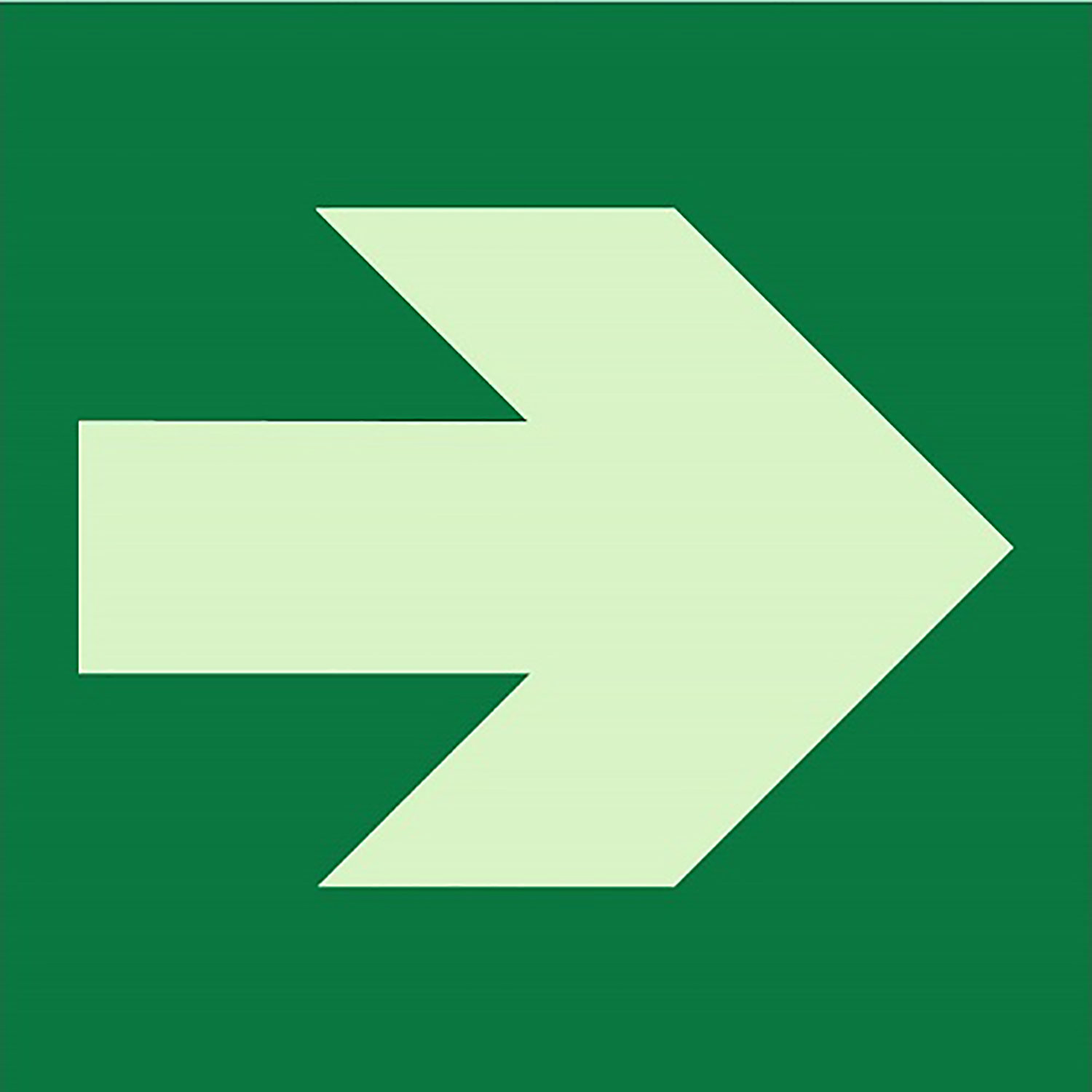 Photoluminescent Side Directional Arrow Sign 8 x 8 Green Side Directional Arrow