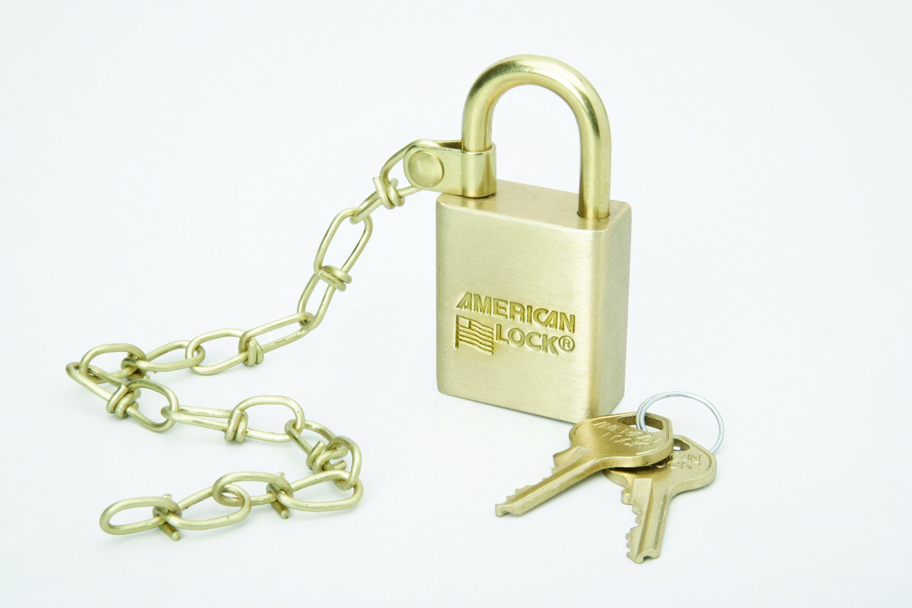 Padlocks, Solid Case  Padlock, Solid Case, 1.5 Wide Brass, Keyed Differently, w/Chain, EA. NSN 5340015881819