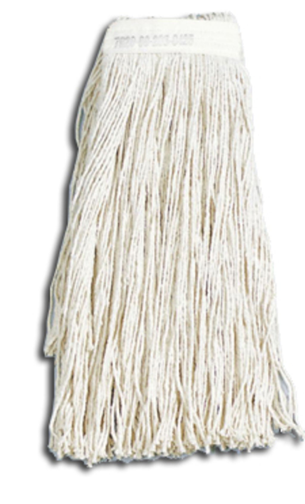 MOP HEAD HAS 145 STRANDS OF YARN, EACH MEASURING 37 LONG. YARN IS EIGHTPLY, HIGHGRADE COTTON/SYNTHETIC BLEND WITH UNTAPED ENDS. MOP HEAD FOR WET MOPPING HAS NARROW, 11/4WIDE COTTON TWILL HEADBAND.