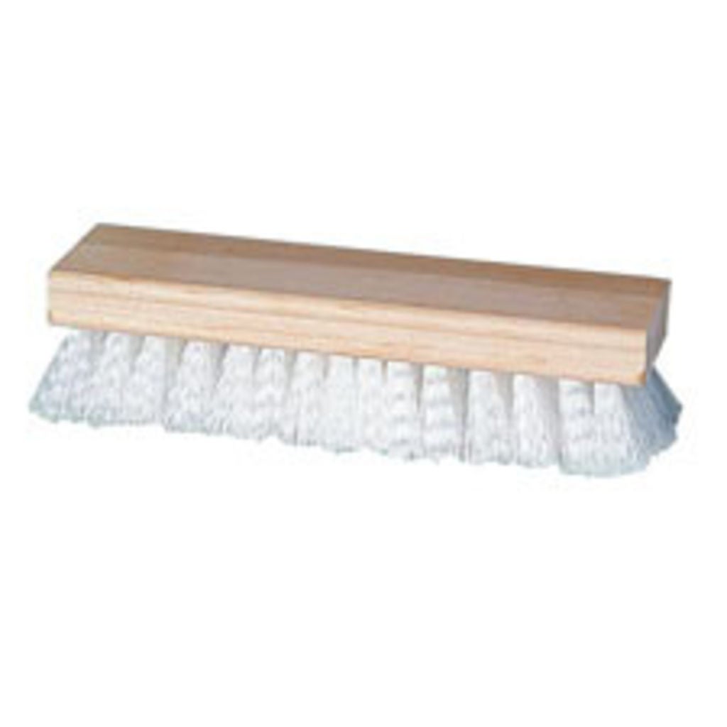 SCRUB BRUSH IS DESIGNED FOR THE MANUAL SCRUBBING OF FLOORS. CONSISTS OF A HARDWOOD BLOCK SET WITH 1LONG POLYPROPYLENE FIBER BRISTLES. (THIS BRUSH IS NOT DESIGNED TO ACCOMMODATE A HANDLE).