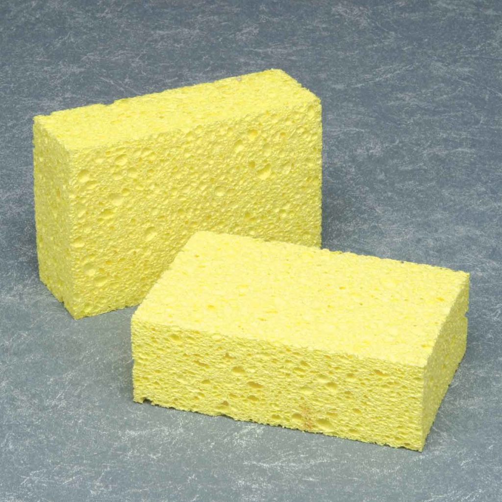 Durable, absorbent sponge is good for general cleaning with commercial detergents, soaps and cleaning agents.  Yellow 35/8 x13/4 x53/4 Cellulose